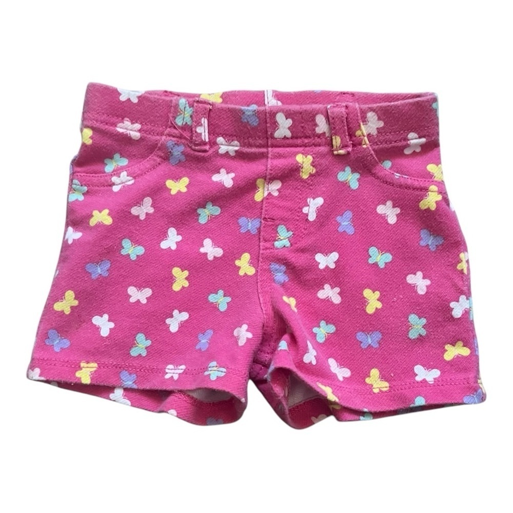 Garanimals casual Pink Butterfly Shorts pull-on back pockets Girls 6-9 Months